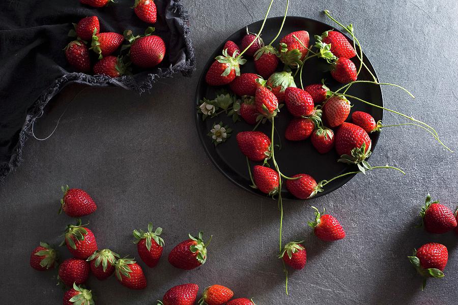 Fresh Strawberries seen From Above Photograph by Rose Hewartson