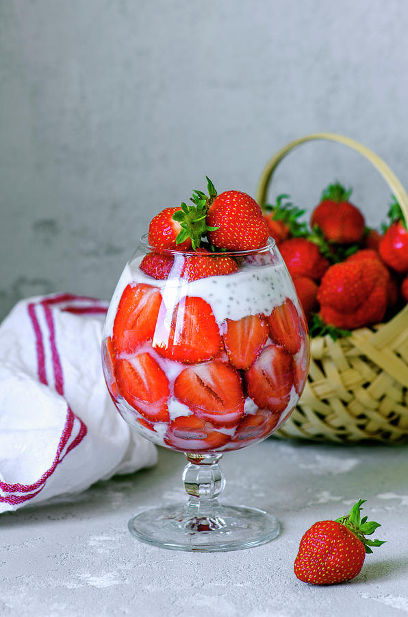 Fresh Strawberries With Yogurt And Chia Seeds Photograph by Gorobina