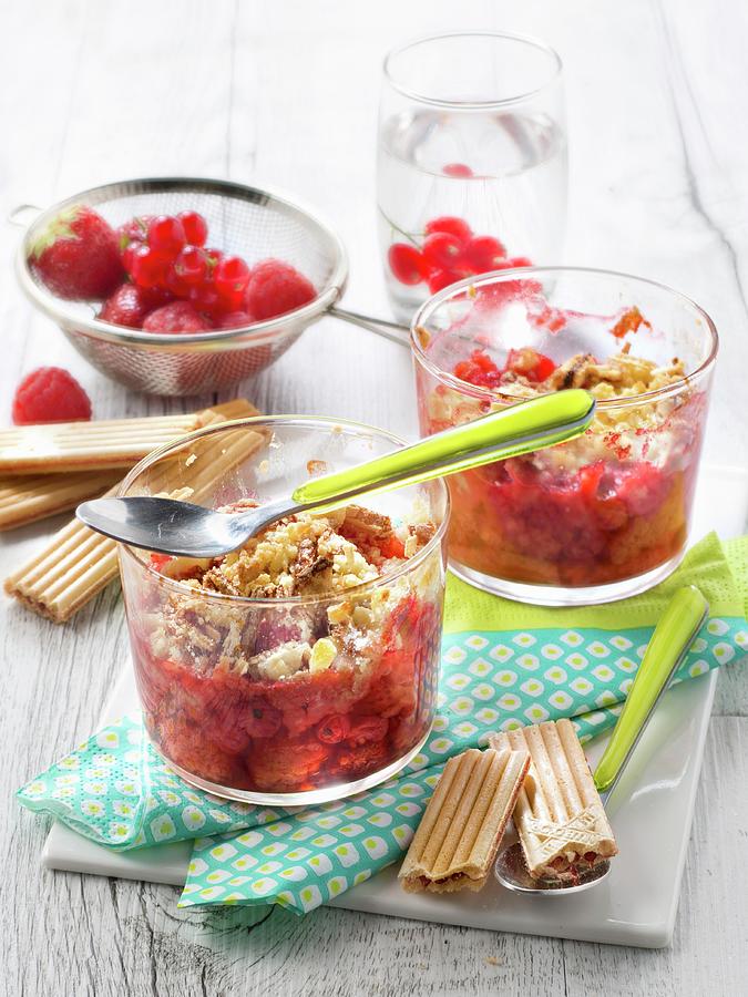 Fresh Summer Fruit And Raspberry Paille Dor Crumbles Photograph by Studio