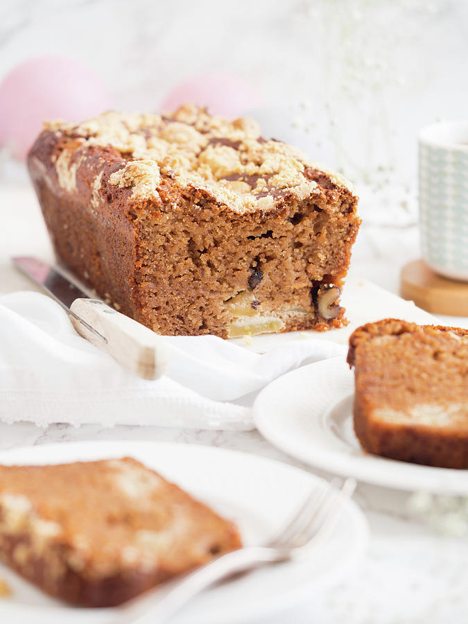 Freshly Baked Apple Pie Bread With Nuts And Crumble paleo, Gluten-free Photograph by Magdalena Paluchowska
