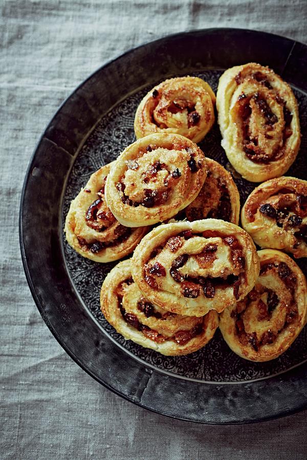 Freshly Baked Christmas Buns With Dried Fruit And Spices Photograph by B.&.e.dudzinski