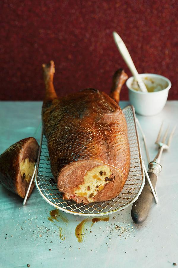 Freshly Roasted, Stuffed Goose Photograph by Michael Wissing