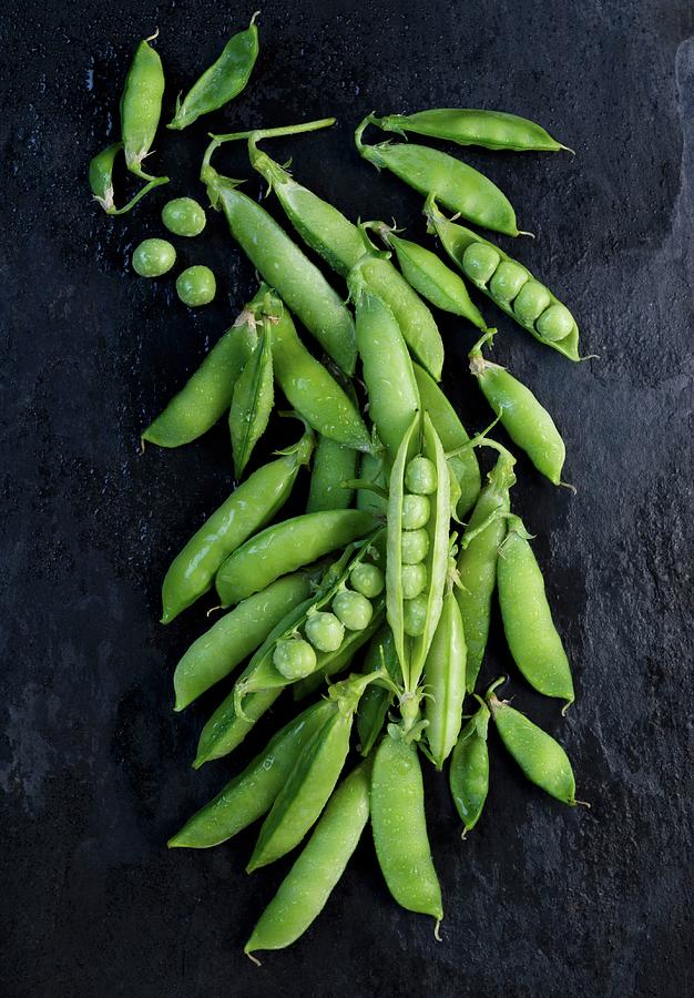Freshly Washed Pea Pods seen From Above Photograph by Komar