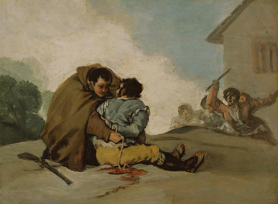 Friar Pedro Binds El Maragato with a Rope Painting by Francisco Goya