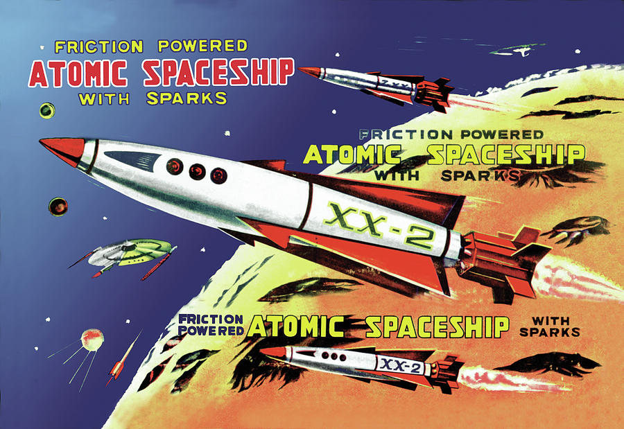 Friction Powered Atomic Spaceship with Sparks Painting by Unknown