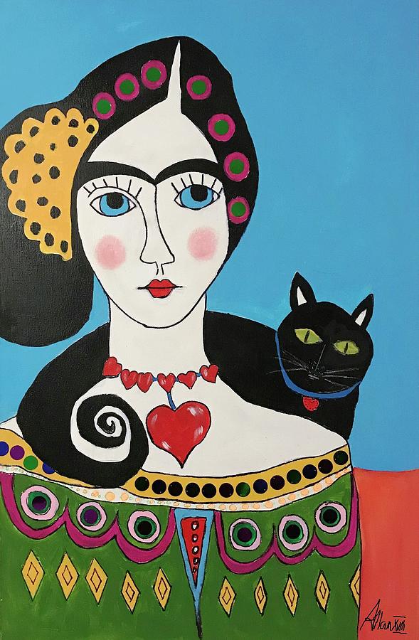 Frida and her Cat Mixed Media by James Allan Kennedy | Fine Art America