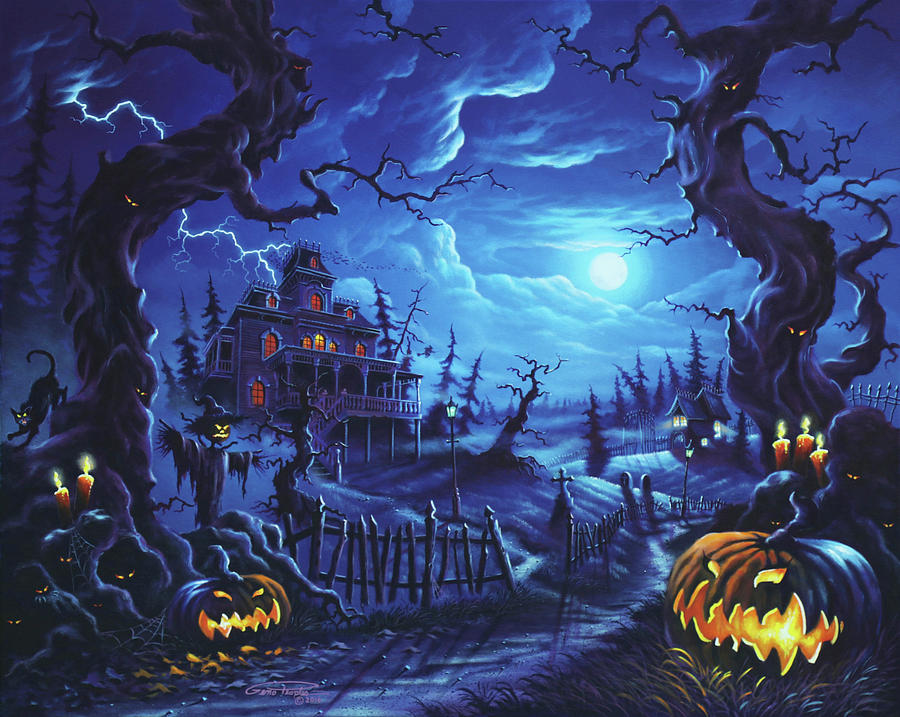 Halloween Painting - Friday Night by Geno Peoples