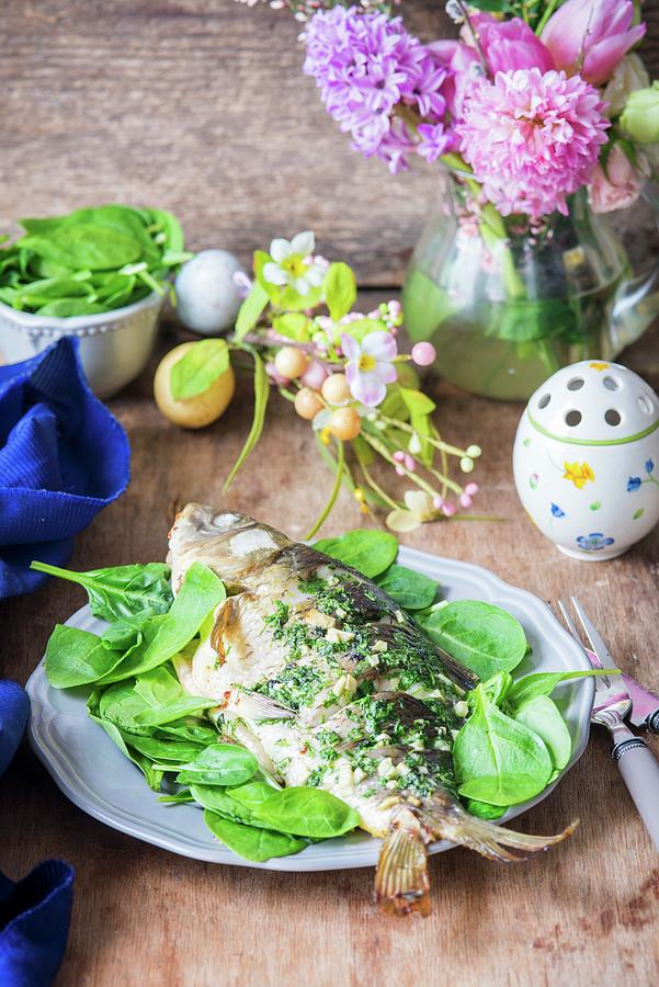 Fried Carp With Herbs And Garlic For Easter Photograph by Irina Meliukh