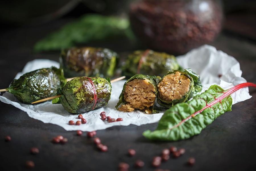 Fried Chard Rolls Filled With Beef vegan Photograph by Kati Neudert