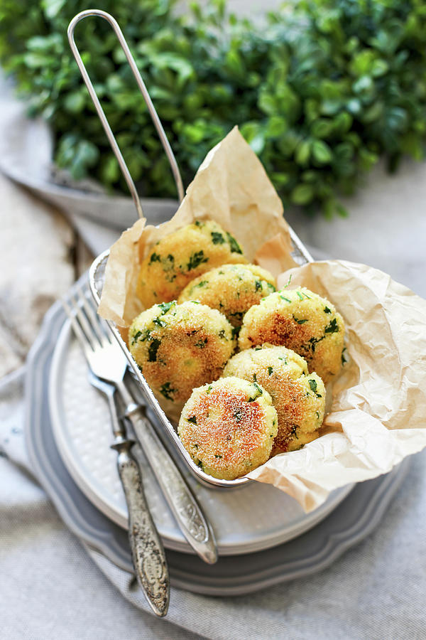 Fried Cottage Cheese Balls With Herbs Photograph by Lana Konat