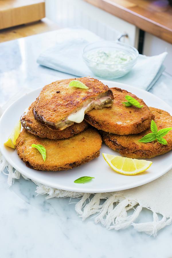 Fried Eggplant Slices Filled With Cheese And Ham italy Photograph by Maricruz Avalos Flores