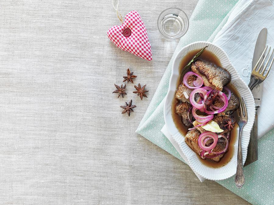 Fried Herring In A Spicy Beer Marinade With Red Onions Photograph by Martin Dyrlv