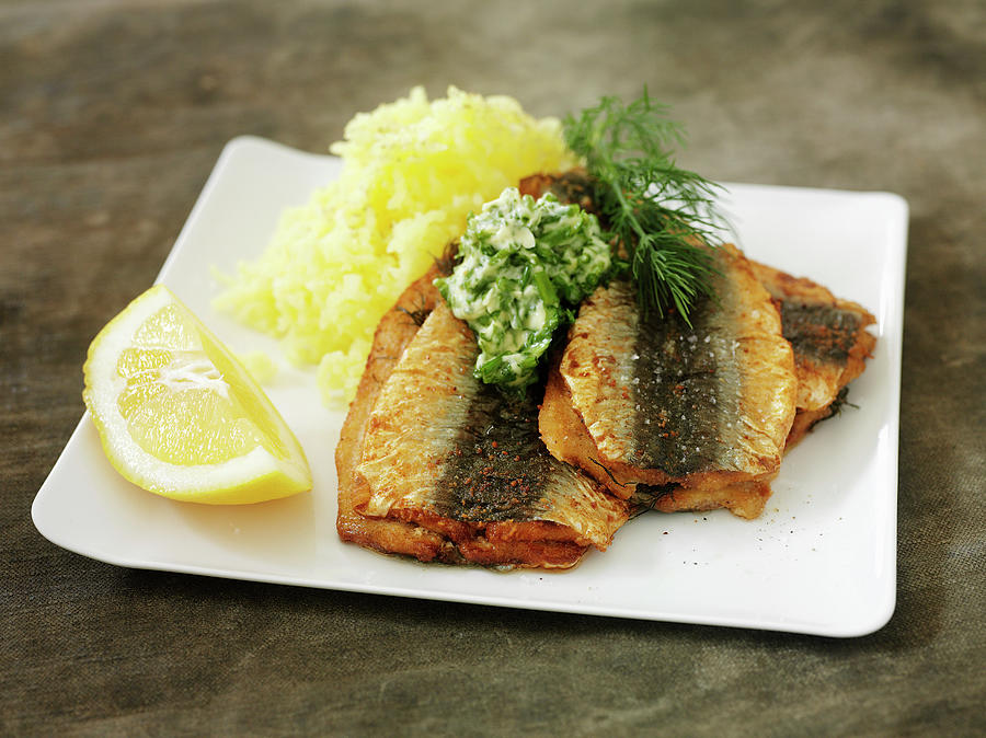 Fried Herring With Mashed Potatoes Photograph by Pepe Nilsson