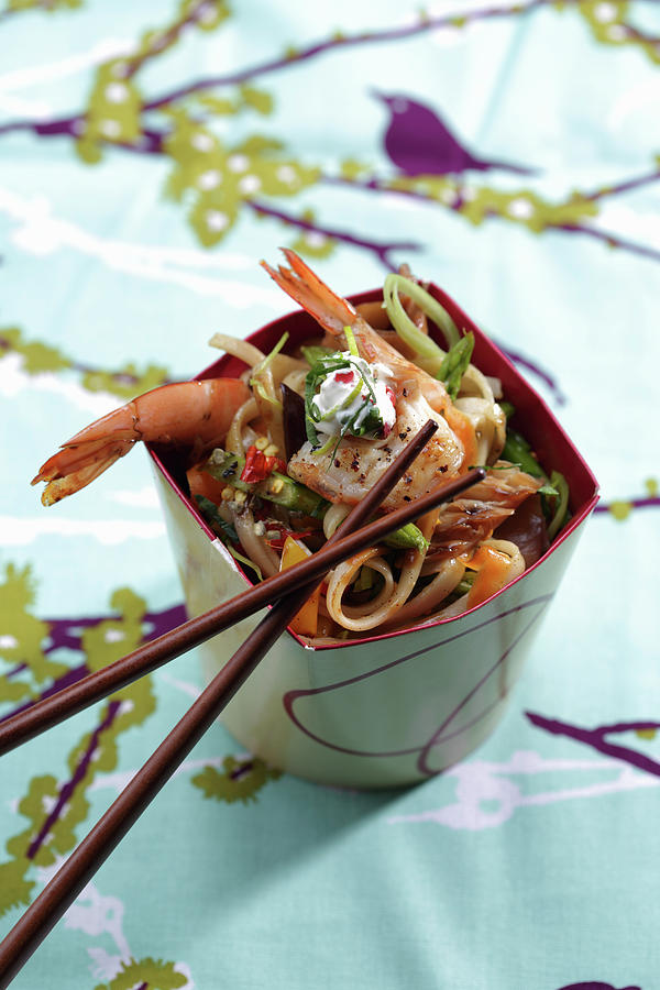 Fried Noodles With Prawns asia Photograph by Frank Weymann