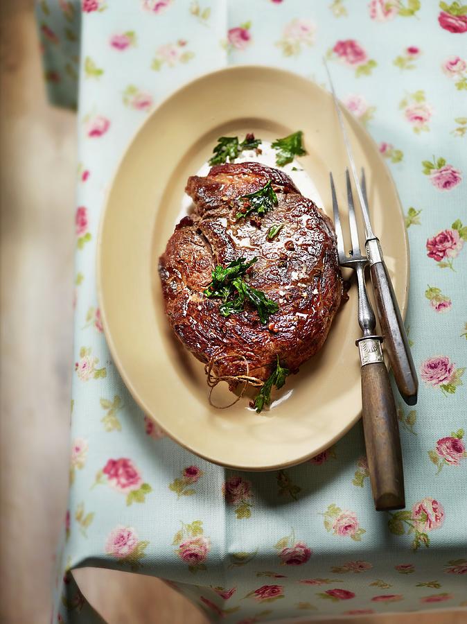 Fried Ox Steak With Parsley Photograph by Frédéric Perrin - Fine Art ...