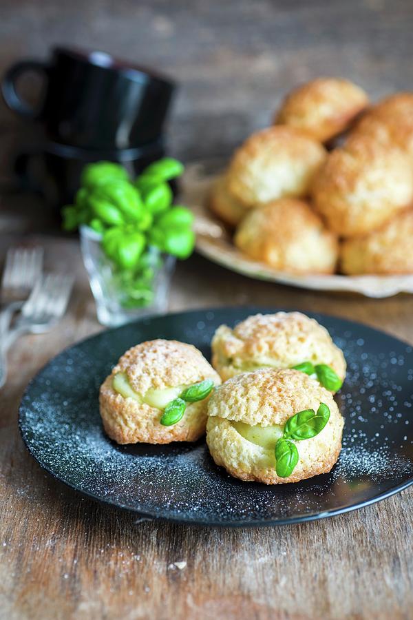 Fried Pastry Biscuits With Basil And White Chocolate Cream Photograph by Irina Meliukh