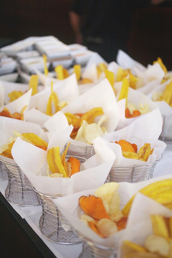 Fried Plantain Chips In Wire Baskets Photograph by Jennifer Martine ...