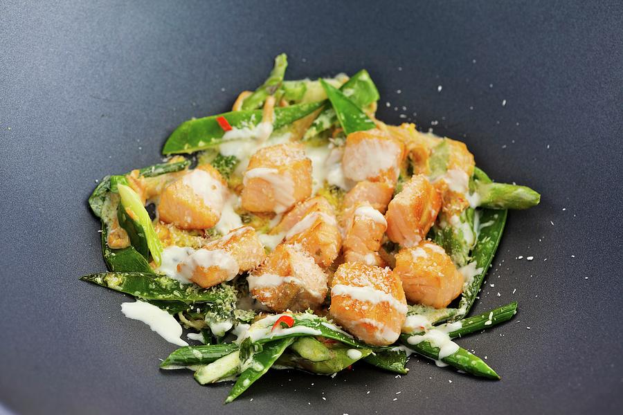 Fried Pollack With Coconut Milk And Wok Vegetables Photograph by Herbert Lehmann