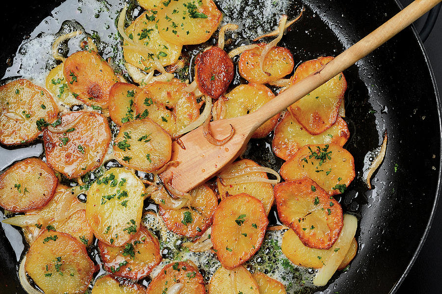 Fried Potatoes In A Frying Pan Photograph by Torri Tre