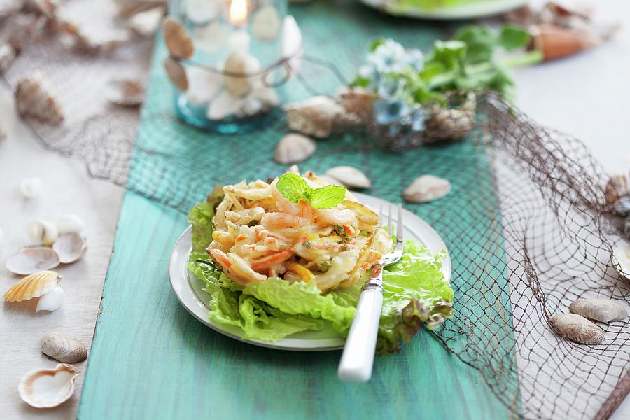 Fried Seafood On Lettuce Leaves Photograph by Schindler, Martina