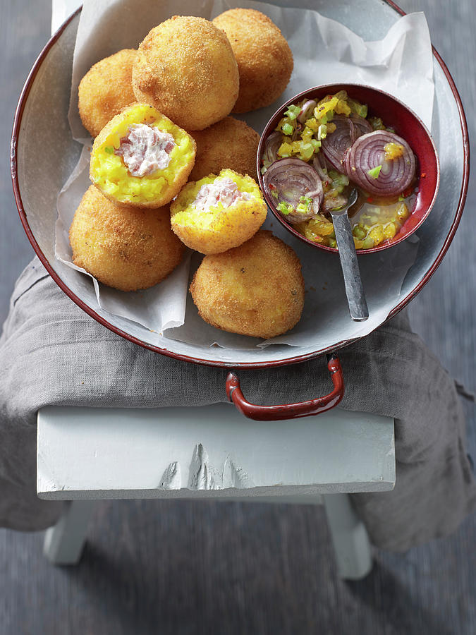 Fried Sicilian Rice Dumplings With A Ricotta Ham Filling Photograph by Jan-peter Westermann / Stockfood Studios