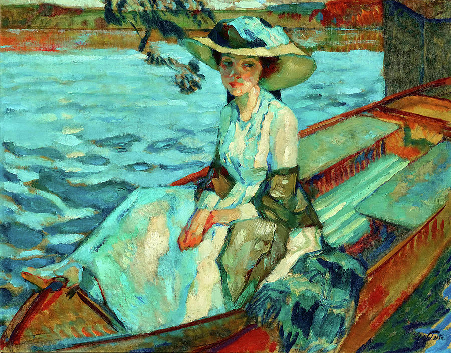 Frieda in a Rowing Boat at Hartmannsberg Castle in Chiemgau Painting by ...