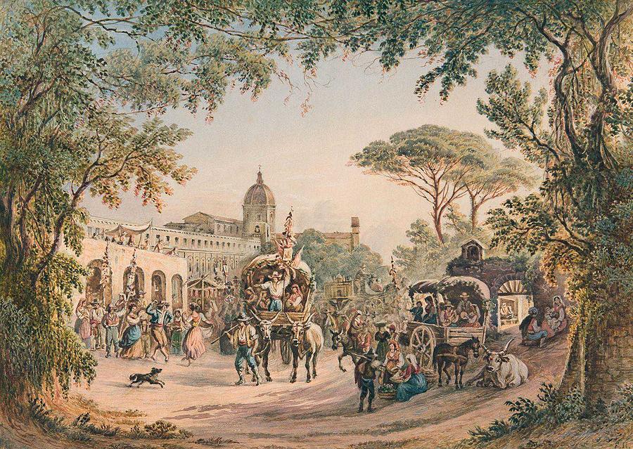 Architecture Painting - Friedrich Horner Rural festival at the gates of Rome by Celestial Images