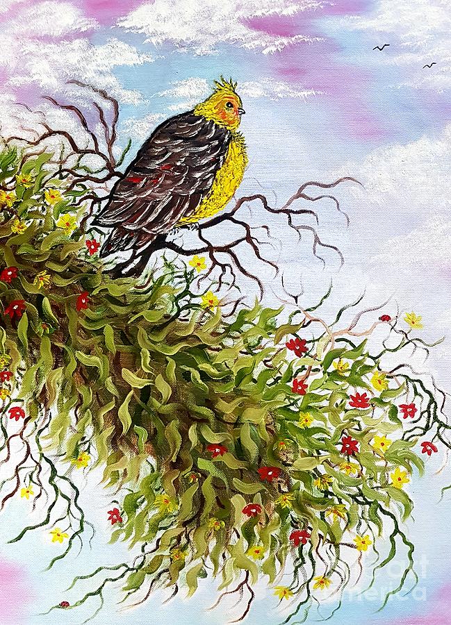 Friendly bird called tweet Painting by Angela Whitehouse