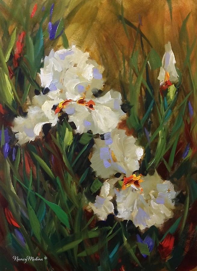 Friends Forever White Irises Painting by Nancy Medina - Fine Art America