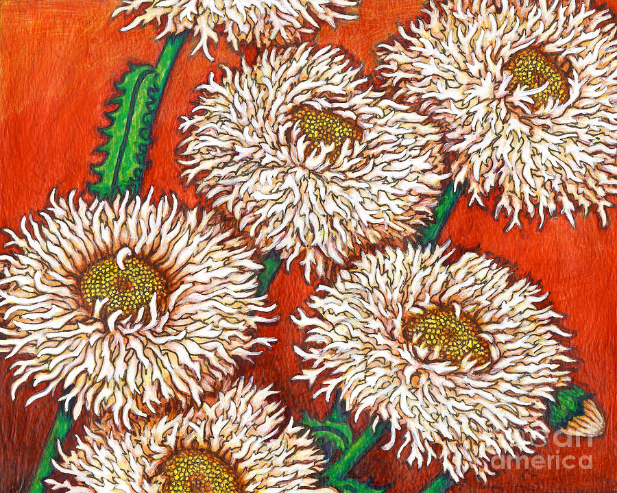 Fringed Shasta Daisies Painting by Amy E Fraser