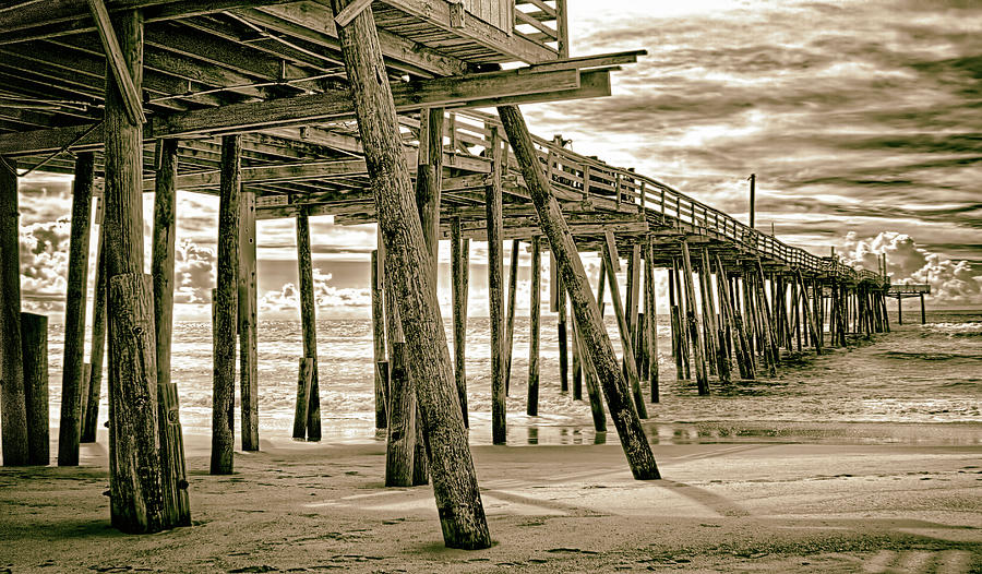 Frisco Pier Outer Banks Gone Forever BW Photograph by Dan Carmichael