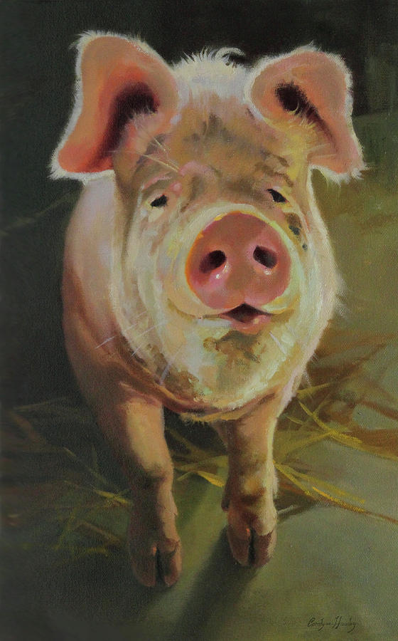 Fritz Hog Painting by Carolyne Hawley