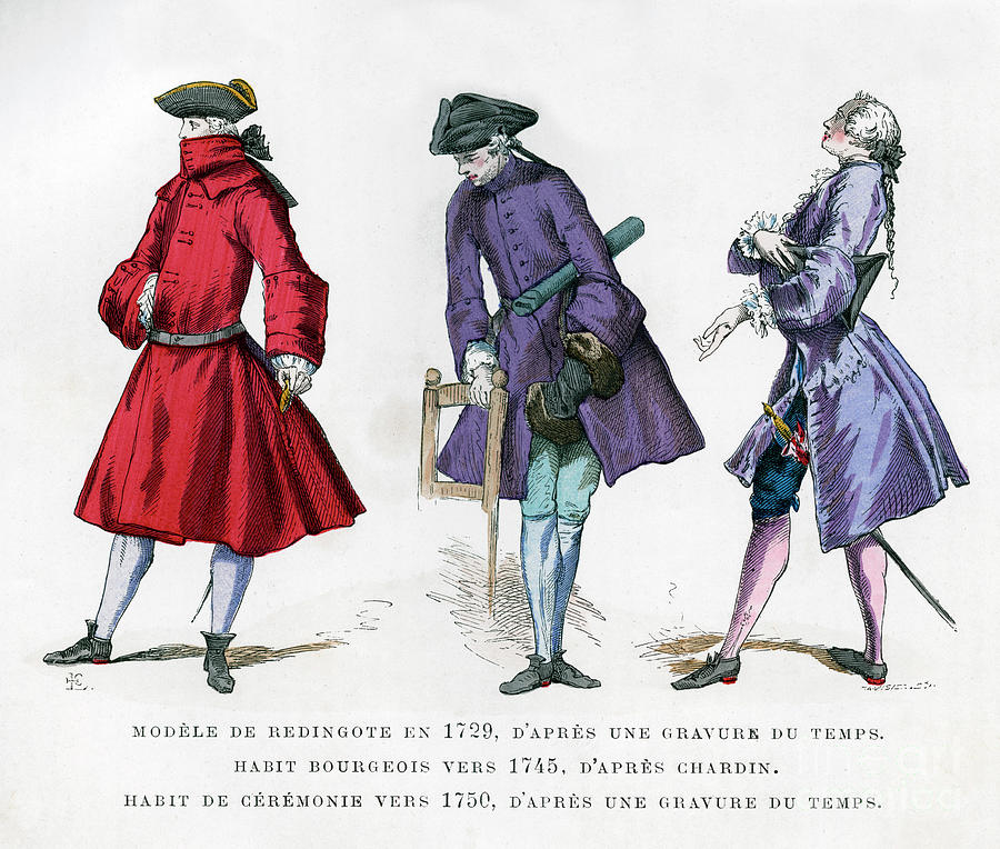 Frock Coat Of 1729, Bourgeois Fashion Drawing by Print Collector