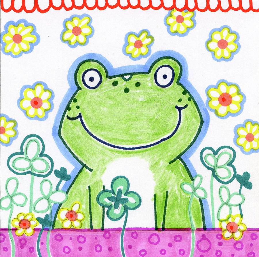 Animal Painting - Frog In Clover by Valarie Wade