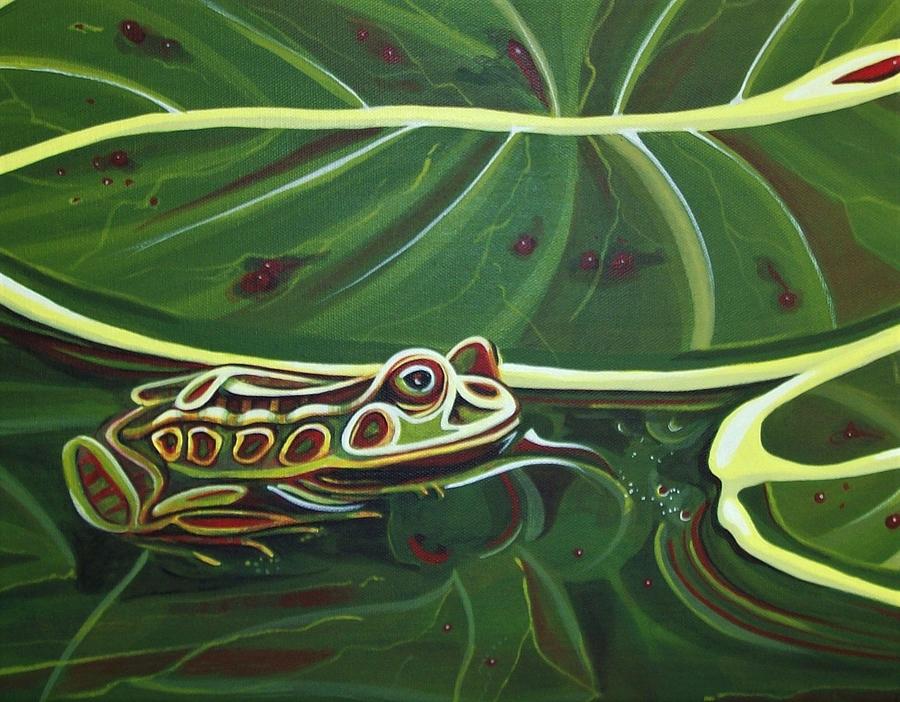 Frog in Pond Painting by Pam Veitenheimer