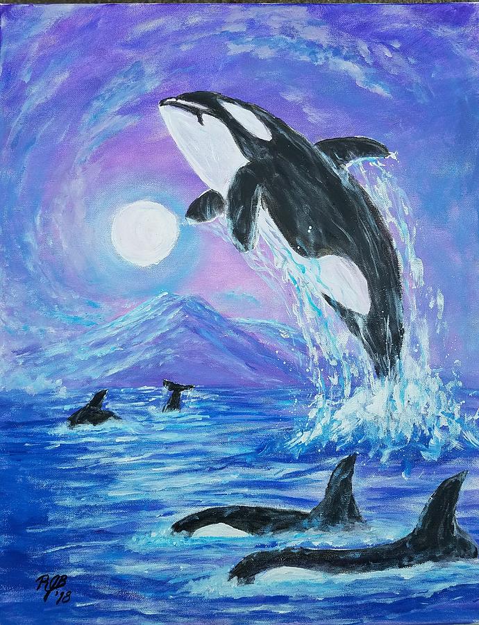 Frolicking Orca Whale Watch Painting by Rick Berube | Fine Art America