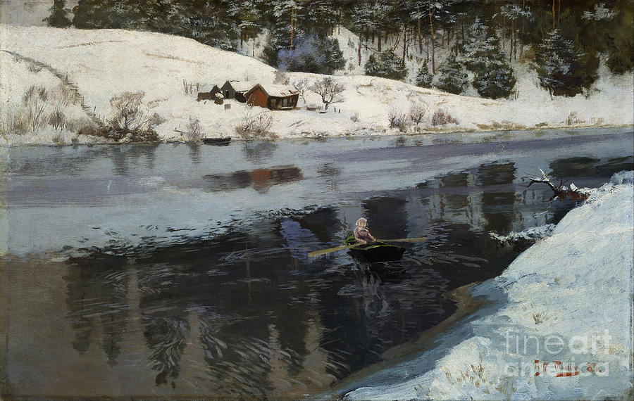 From Simoa, Winter, 1883 (oil On Panel) Painting by Fritz Thaulow