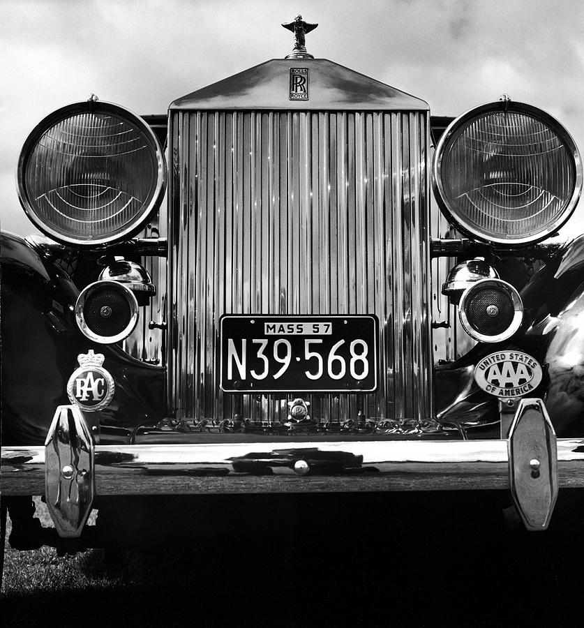 Front grill of a vintage Rolls-Royce taken at a Montreal meet of the Rolls-Royce Owners Club in August, 1958. Photograph by Walker Evans