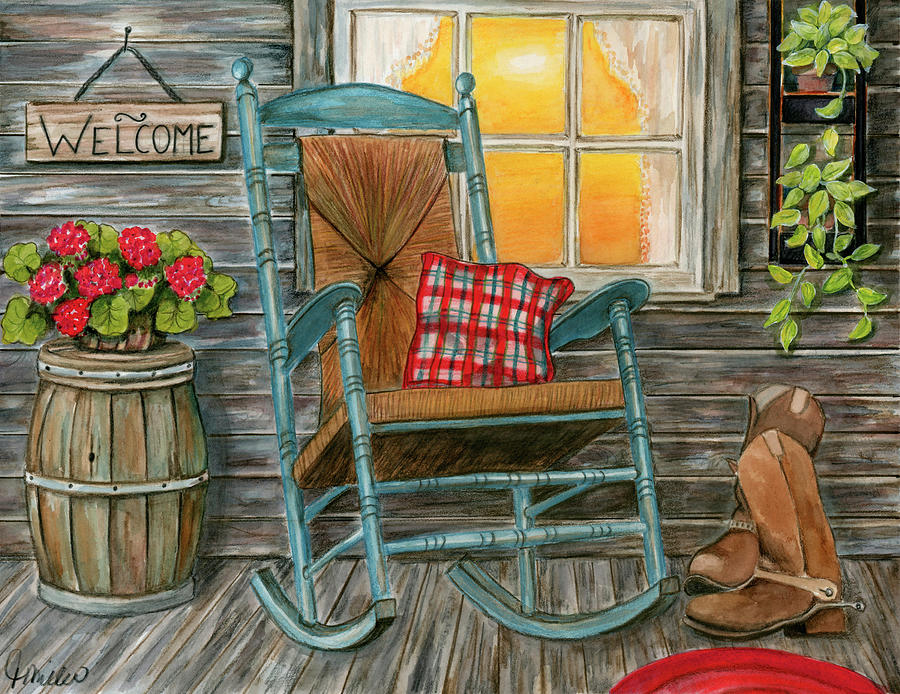 Boot Painting - Front Porch by Tracy Miller