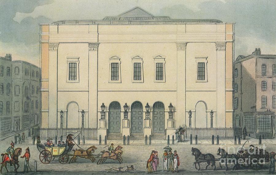 Front View Of The Theatre Royal Drury Drawing by Print Collector