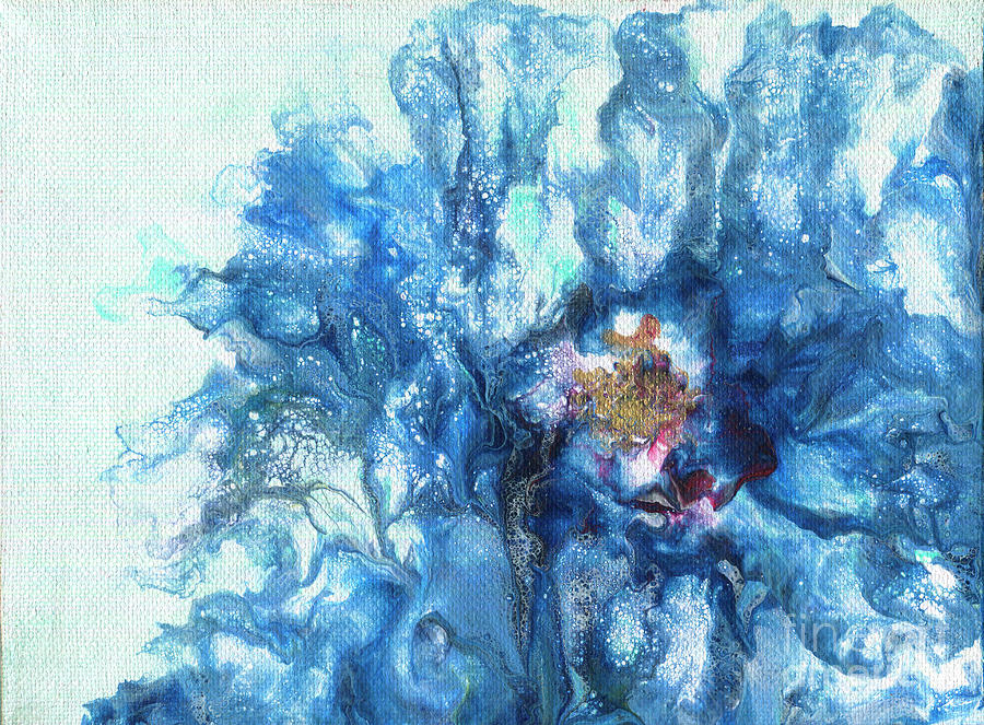 Frosted Blue Anemone Painting by Marlene Book