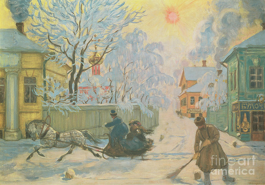 Frosty Morning Painting by Boris Kustodiev