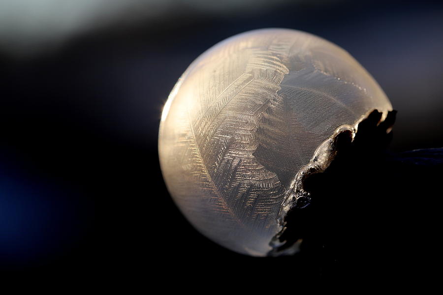 Winter Photograph - Frosty soap Bubble 1 by Heike Hultsch