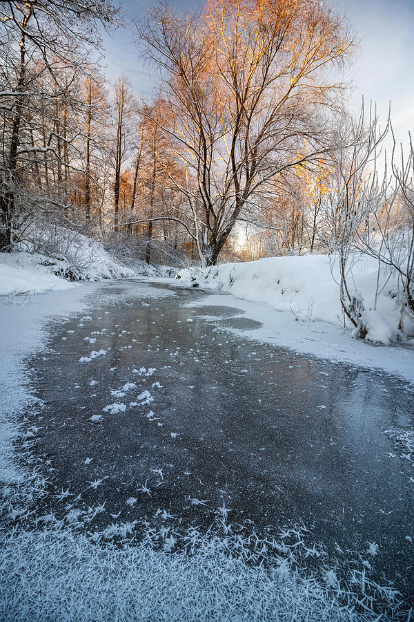 Frosty Sunset On The Serebryanka River Photograph by Andrey Kotov