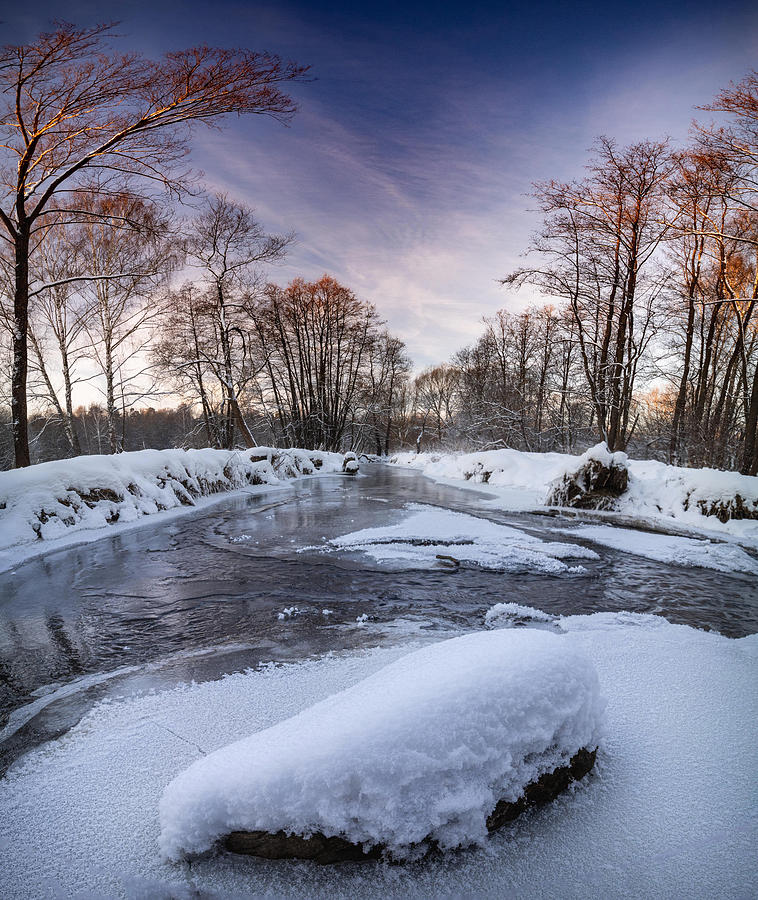 Frosty Twilight On The Serebryanka River Photograph by Andrey Kotov