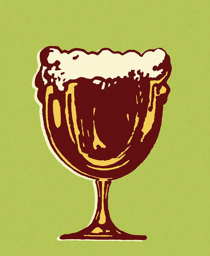 Beer Drawing - Frothy drink by CSA Images