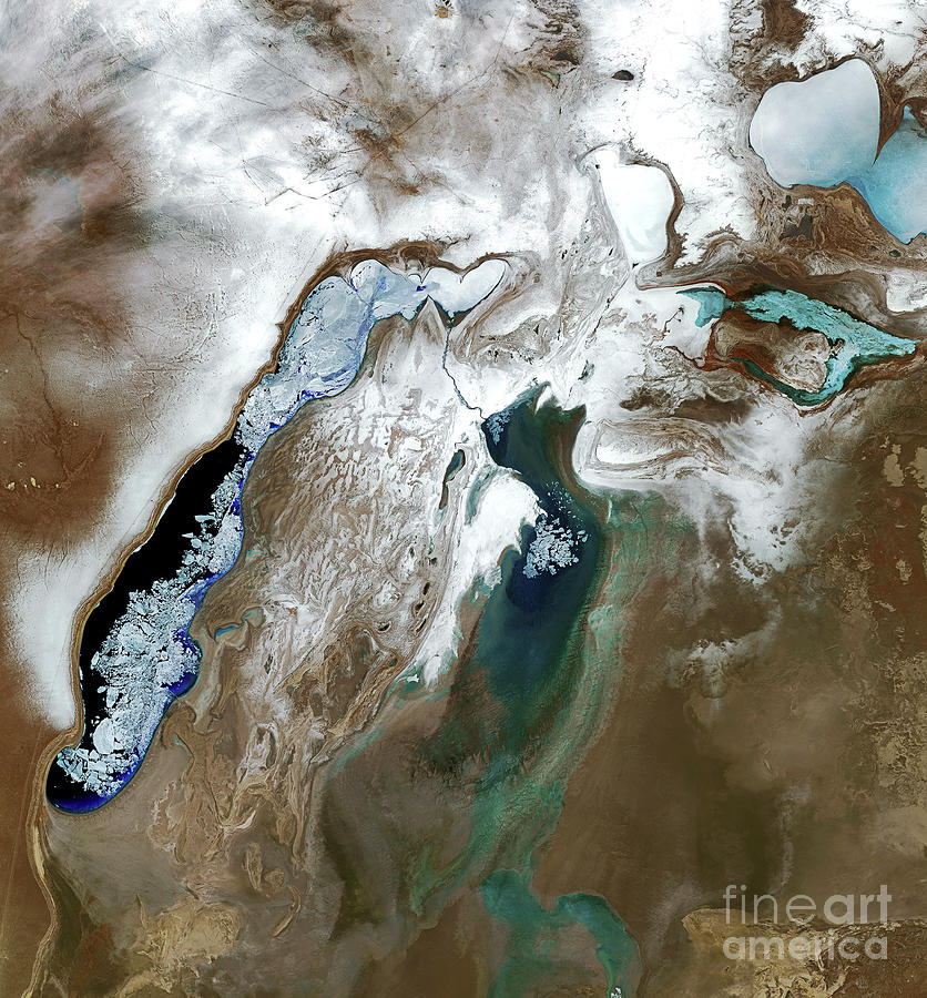 Asian Photograph - Frozen Aral Sea In 2012 by Airbus Defence And Space / Science Photo Library