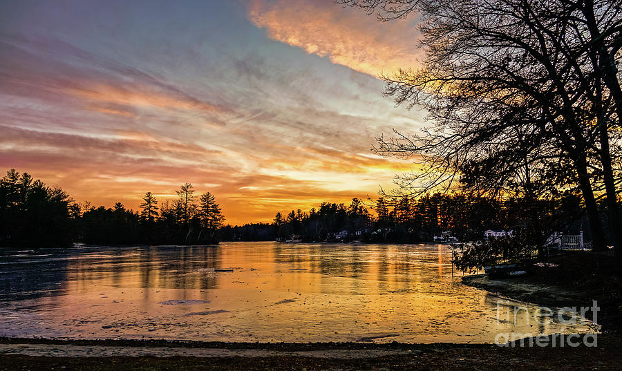 Frozen lake at sunset Photograph by Claudia M Photography
