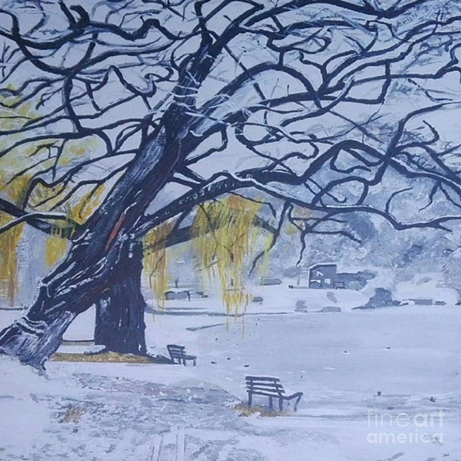 Frozen Lake Painting by Denise Morgan