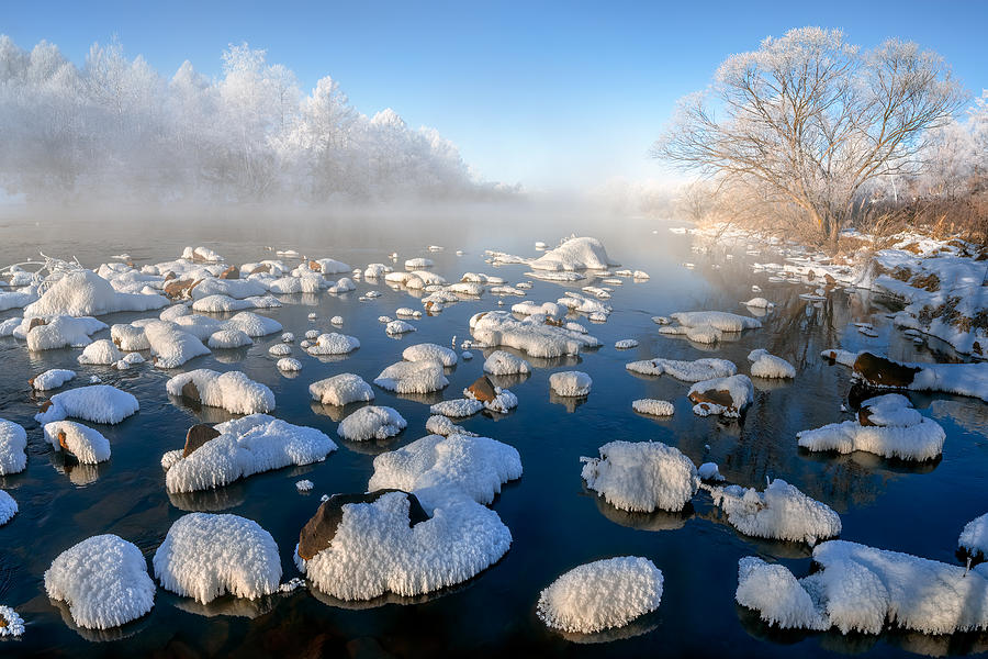 Winter Photograph - Frozen River by Hua Zhu